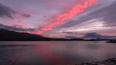 Lake coast sky 4k wallpaper