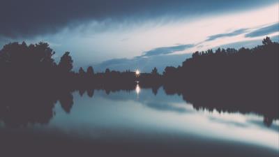 Lake horizon sunset 4k wallpaper