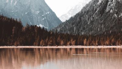 Lake mountains forest image 4k wallpaper