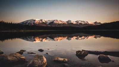Lake mountains stones image 4k wallpaper