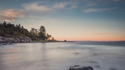 Lake stones horizon 4k wallpaper