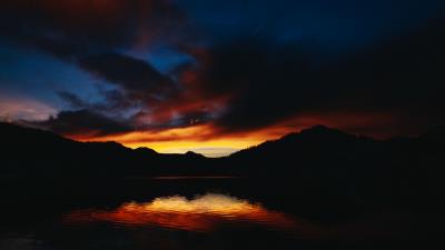 Lake sunset horizon image 4k wallpaper