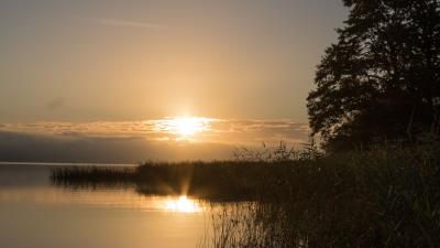 Lake sunset landscape 4k wallpaper