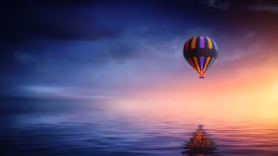 Landscape hot air balloon dm 4k wallpaper