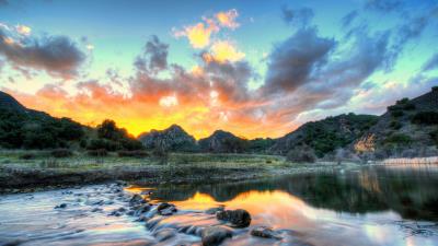 Landscape usa river sky malibu california clouds hdr nature 4k wallpaper
