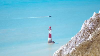 Lighthouse building boat 4k wallpaper