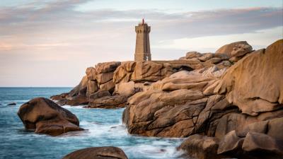 Lighthouse building rocks ph 4k wallpaper