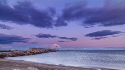 Lighthouse pier sea 4k wallpaper