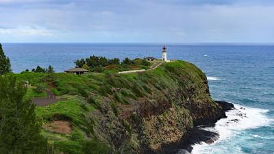 Lighthouse rocks cliff 4k wallpaper