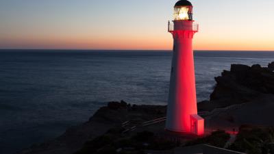Lighthouse sea skyline 4k wallpaper