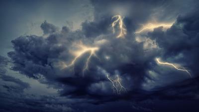 Lightning sky clouds 4k wallpaper