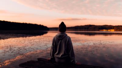 Loneliness sunset lake 4k wallpaper