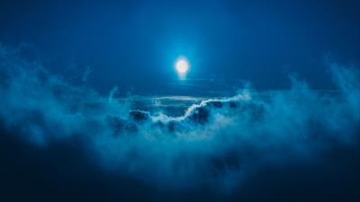Moon clouds blue 4k wallpaper
