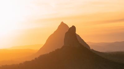 Mountain peak fog photo 4k wallpaper