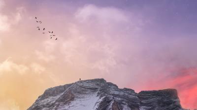 Mountain peak silhouette image 4k wallpaper