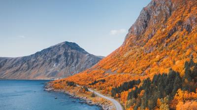 Mountains coast road 4k wallpaper