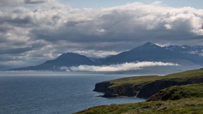 Mountains coast rocks 4k wallpaper