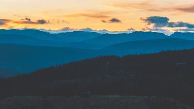 Mountains evening sky clouds 4k wallpaper