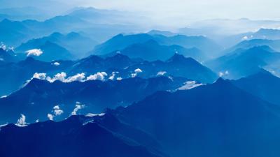 Mountains fog aerial view 4k wallpaper