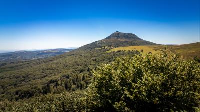 Mountains hill trees 4k wallpaper