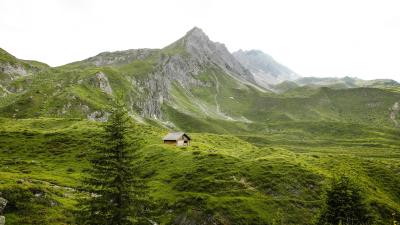 Mountains hills house 4k wallpaper