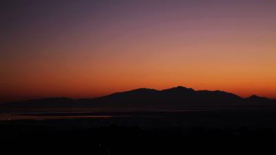 Mountains horizon sunset sky 4k wallpaper