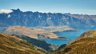 Mountains lake aerial view wall 4k wallpaper