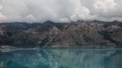 Mountains lake clouds image 4k wallpaper