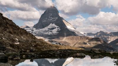 Mountains lake clouds picture 4k wallpaper