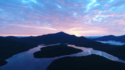 Mountains lake evening sunset 4k wallpaper