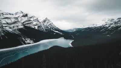 Mountains lake frozen 4k wallpaper