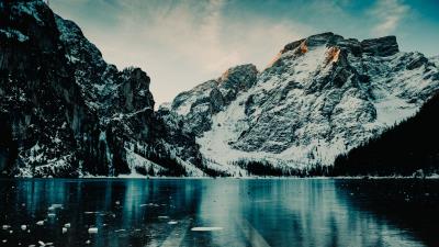 Mountains lake ice 4k wallpaper