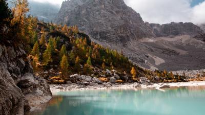 Mountains lake shore picture 4k wallpaper