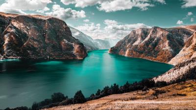 Mountains lake sky image 4k wallpaper