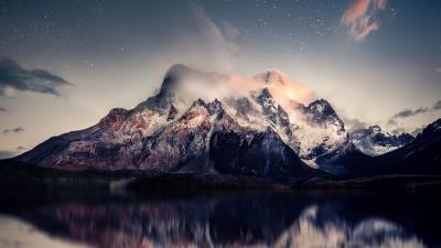 Mountains lake sky 4k wallpaper