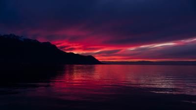 Mountains lake sunset image 4k wallpaper