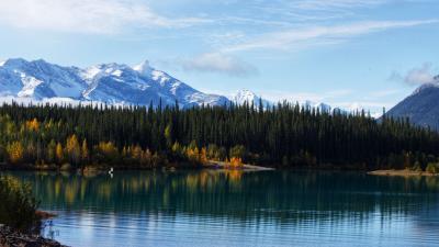 Mountains lake trees image 4k wallpaper