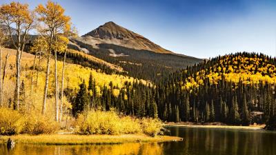 Mountains lake trees mn 4k wallpaper