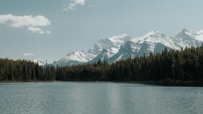 Mountains lake trees picture 4k wallpaper