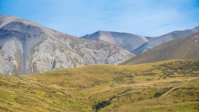 Mountains mountain range hill grass 4k wallpaper