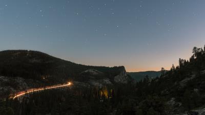 Mountains night starry sky stars sky top view 4k wallpaper