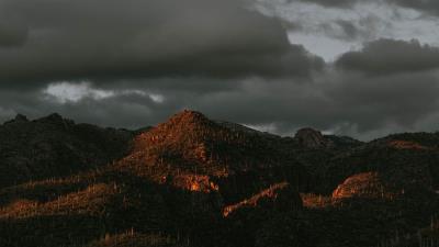 Mountains peaks cacti 4k wallpaper