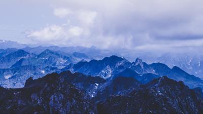 Mountains peaks clouds picture 4k wallpaper