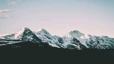 Mountains peaks snow covered 4k wallpaper