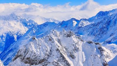 Mountains peaks snowcovered 4k wallpaper