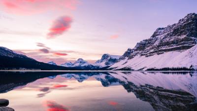 Mountains peaks water 4k wallpaper