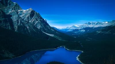 Mountains peyto lake canada 4k wallpaper