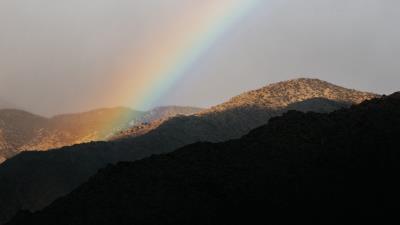 Mountains rainbow cloud 4k wallpaper