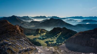 Mountains relief fog image 4k wallpaper