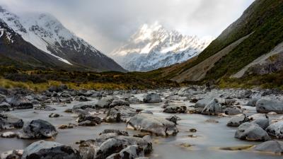 Mountains river fog 4k wallpaper
